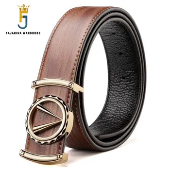 

FAJARINA Brand Quality Design High-grade 100% Cowhide Genuine Straped Leather Fashion Letter Slide Buckle Belts for Men LUFJ629