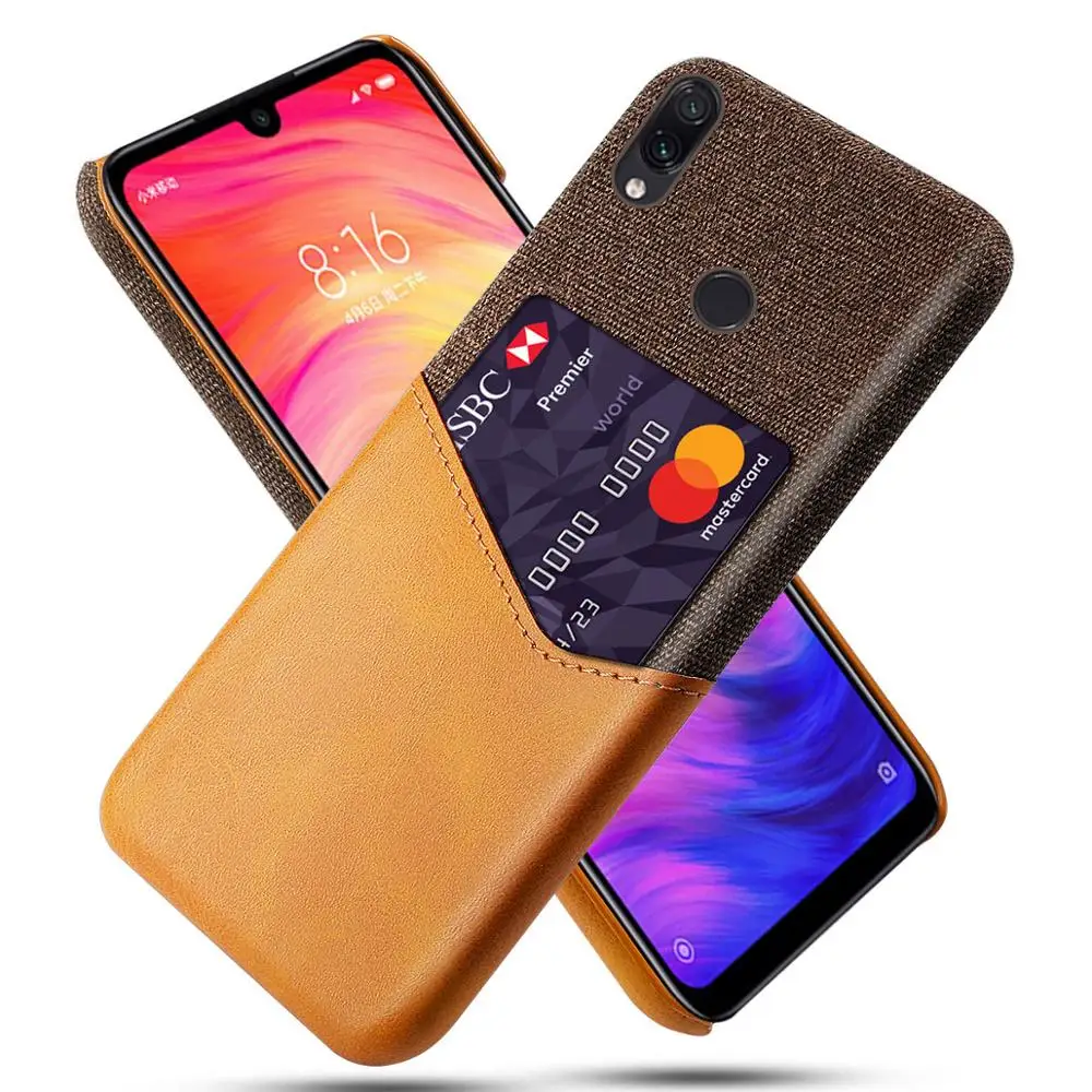 

Hadinas Fabric & PU Leather Case for Xiaomi Redmi Note 7 Card Slot Wallet Back Case for Redmi 7 Xiaomi Mi 9 cover xiomi note 7
