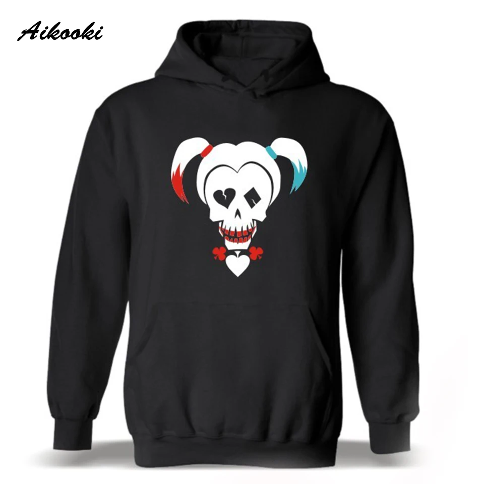 

Aikooki DC Suicide Squad Harley Quinn Women Hooded Hoodies Men Hip Hop Fashion Black Sweatshirt Hoodie Casual Funny Polluvers