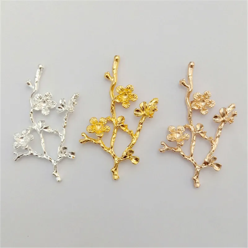 

SEA MEW 20 PCS 35*57mm Metal Zinc Alloy Gold Silver KC Gold Branch Flowers Connector For Jewelry Making