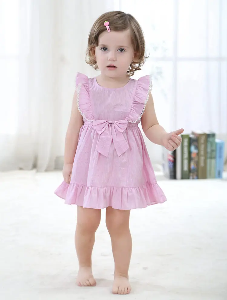 2017 Elegant Latest Cotton Baby Dress For 1 2 Old Blue Mini Baby Girls