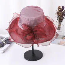 Женские летние шляпы для женщин цветок органзы церкви Кентукки Дерби чародей Свадебный Чай Вечерние Свадебная шляпка шляпа для девочек