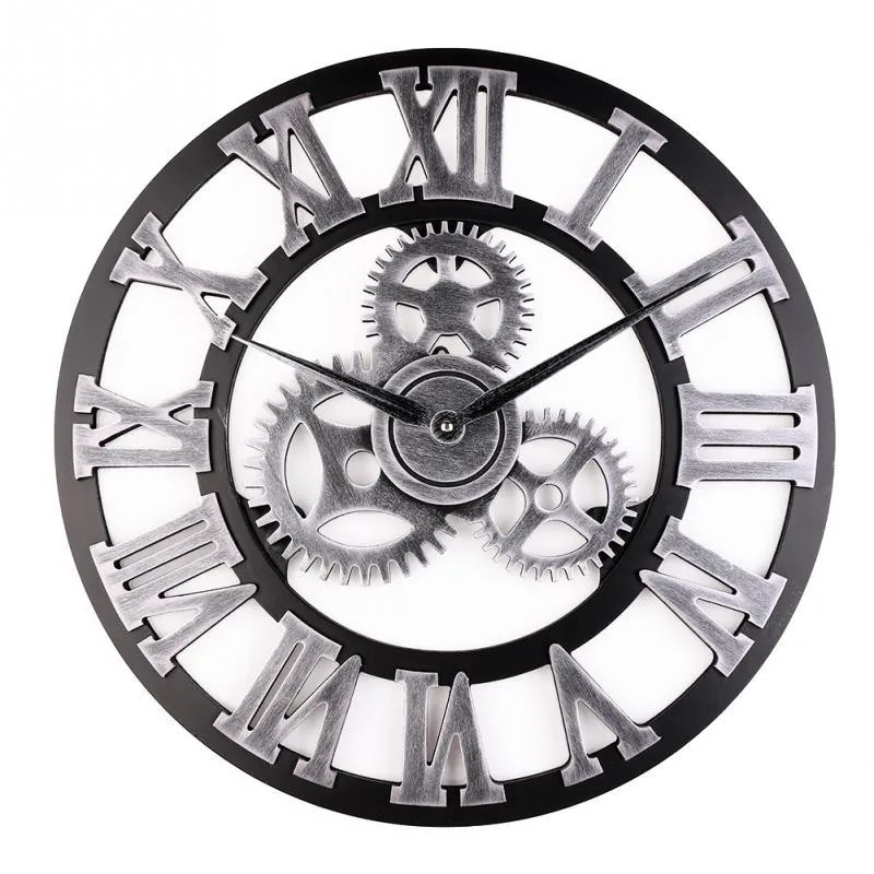 

40/45/58CM Big Gear Wooden Vintage Large Wall Clock Handmade Oversized 3D Retro Rustic Decorative Art Wall Clock for living Room