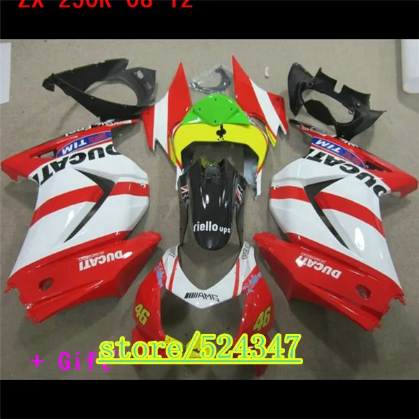 

Injection Carenado kit para For Kawasaki Ninja 250r 08 - 12 de moldeo por EX250 2008-2012 rojo negro blanco juego de ZX250