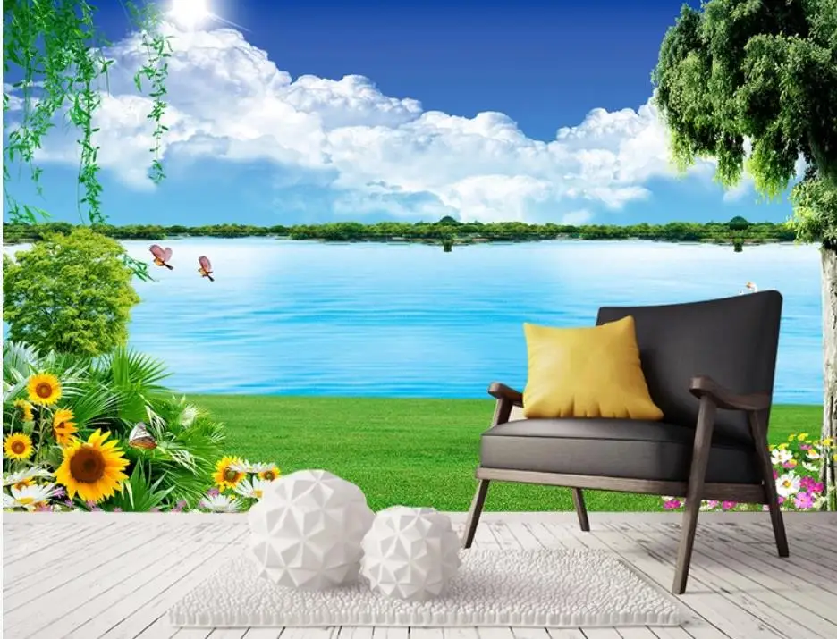 wall mural photo wallpaper Blue sky white clouds grassland 3d murals wallpaper for living room wall mural photo wallpaper Blue sky white clouds grassland 3d murals wallpaper for living room
