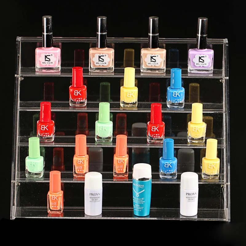 Transparent Acrylic 5 Tier Nail Display Stand Clear Nail Polish Salon
