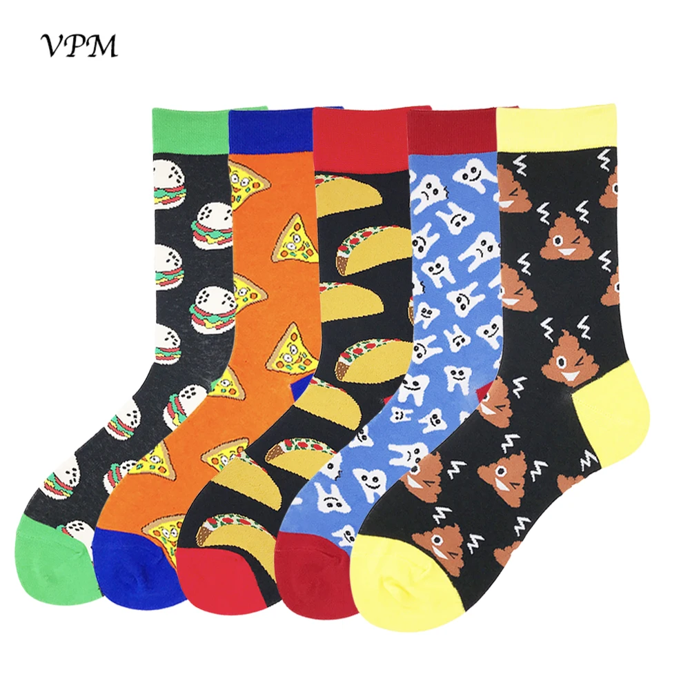 VPM Для женщин и Для мужчин экипажа носки 85% хлопок смешной счастливый хип-хоп японский холодный пришелец Харадзюку Фламинго носки к деловому костюму подарок 5 пар/лот