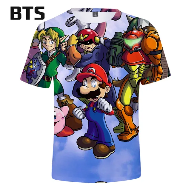 BTS 2018 Summer 3D Mario Harajuku T-shirts Men/Women Clothes Short Sleeve TShirt  Classic Design Tops Tees Plus Size Q0808-Q0817 5