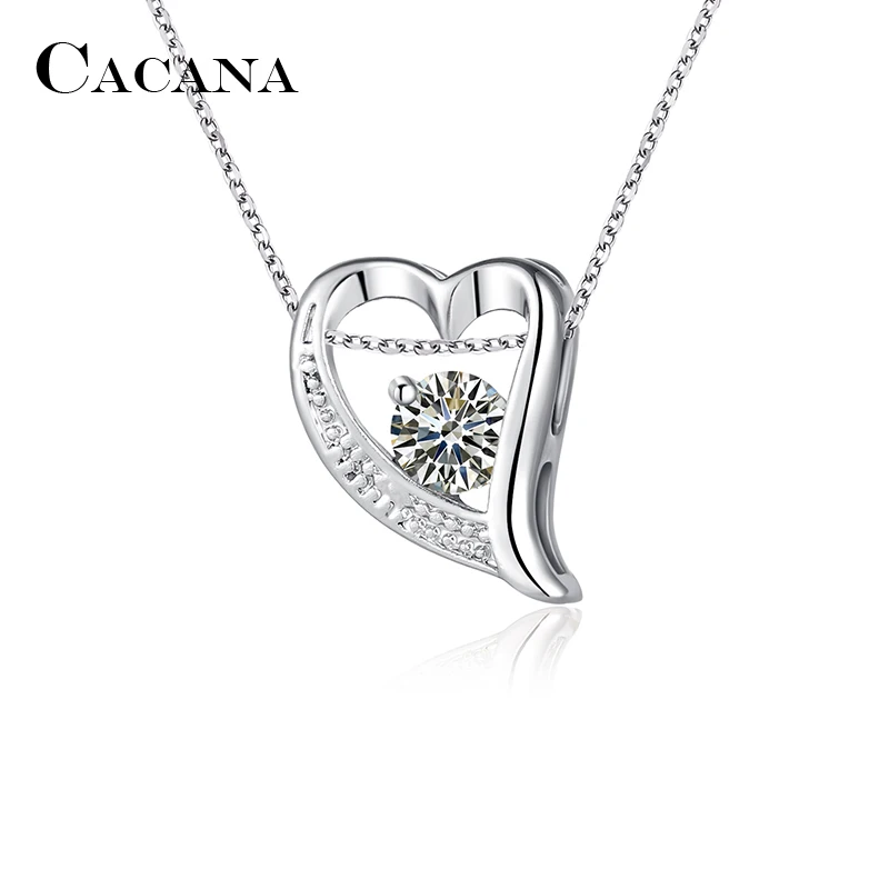 CACANA Pendant Necklaces For Women Trendy Lovely Heart Fashion Design Metal Link Chain Long Necklace Hot Wholesale N83