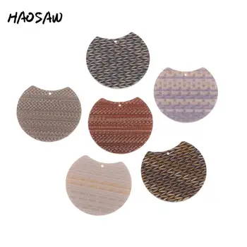 

HAOSAW 33*37MM 6Pcs/Lot HandMade/Acetic Acid Charm/Checks Printed/DIY Jewelry Making/Jewelry Accessories/Earring Findings