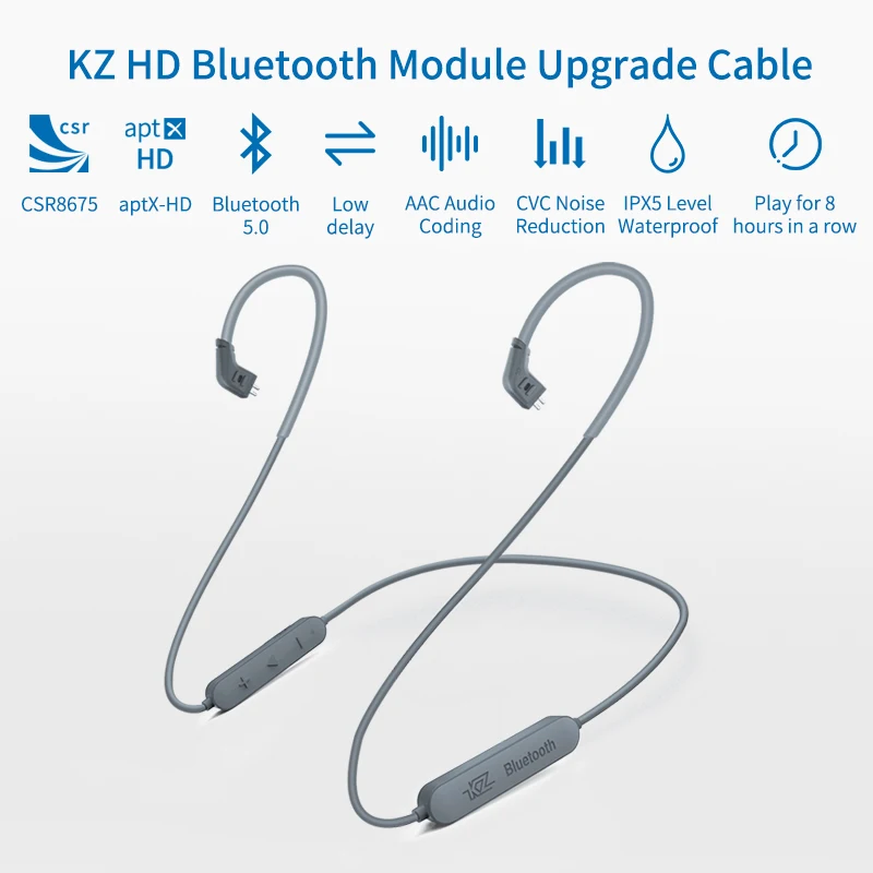 KZ Aptx 2Pin 5,0 кабель Bluetooth CSR8675 модуль Bluetooth 0,78 кабель для обновления гарнитуры для ZST ZS10 AS16 ZSN AS10 BA10 ZSR ZS10pro