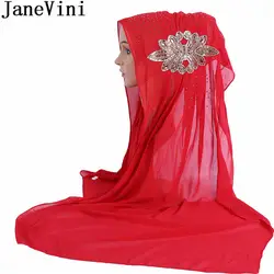 JaneVini Арабский Дамы шарф Мусульманский Хиджаб Mariage для женщин вечерние обёрточная бумага Свадебная накидка Мода Зима Весна невесты шали