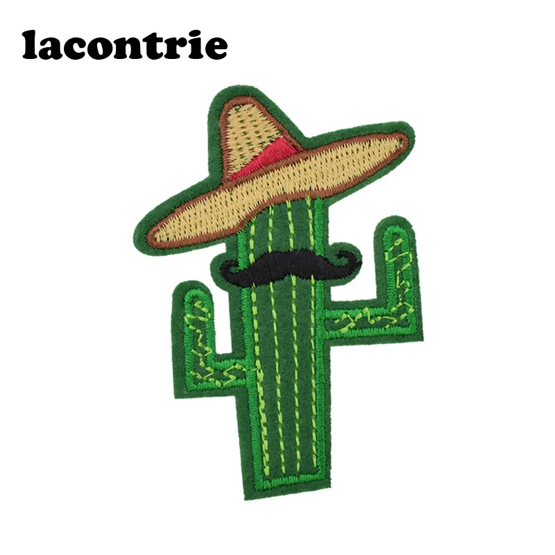 

Beard cactus patches for clothing iron on patches diy embroidery patch applique parches ropa cute stickers for clothes 5pcs