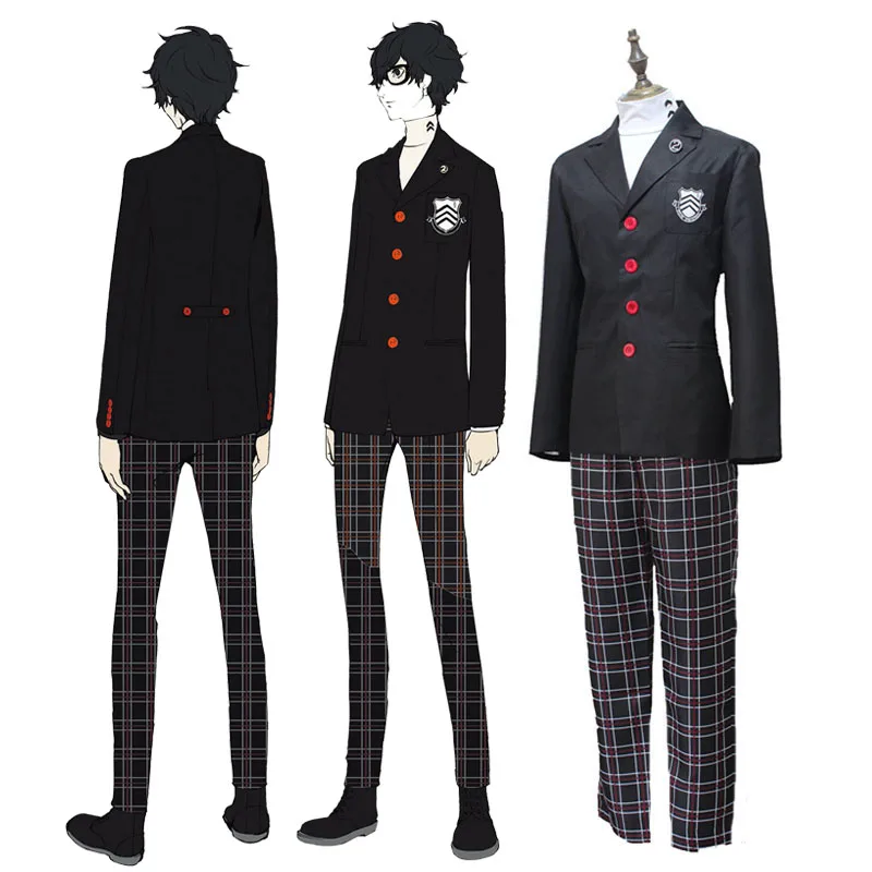 

Anime Persona5 Akira Kurusu Protagonist Cosplay Costume Halloween Uniform Outfit Shirt+Coat+Pants S-XL