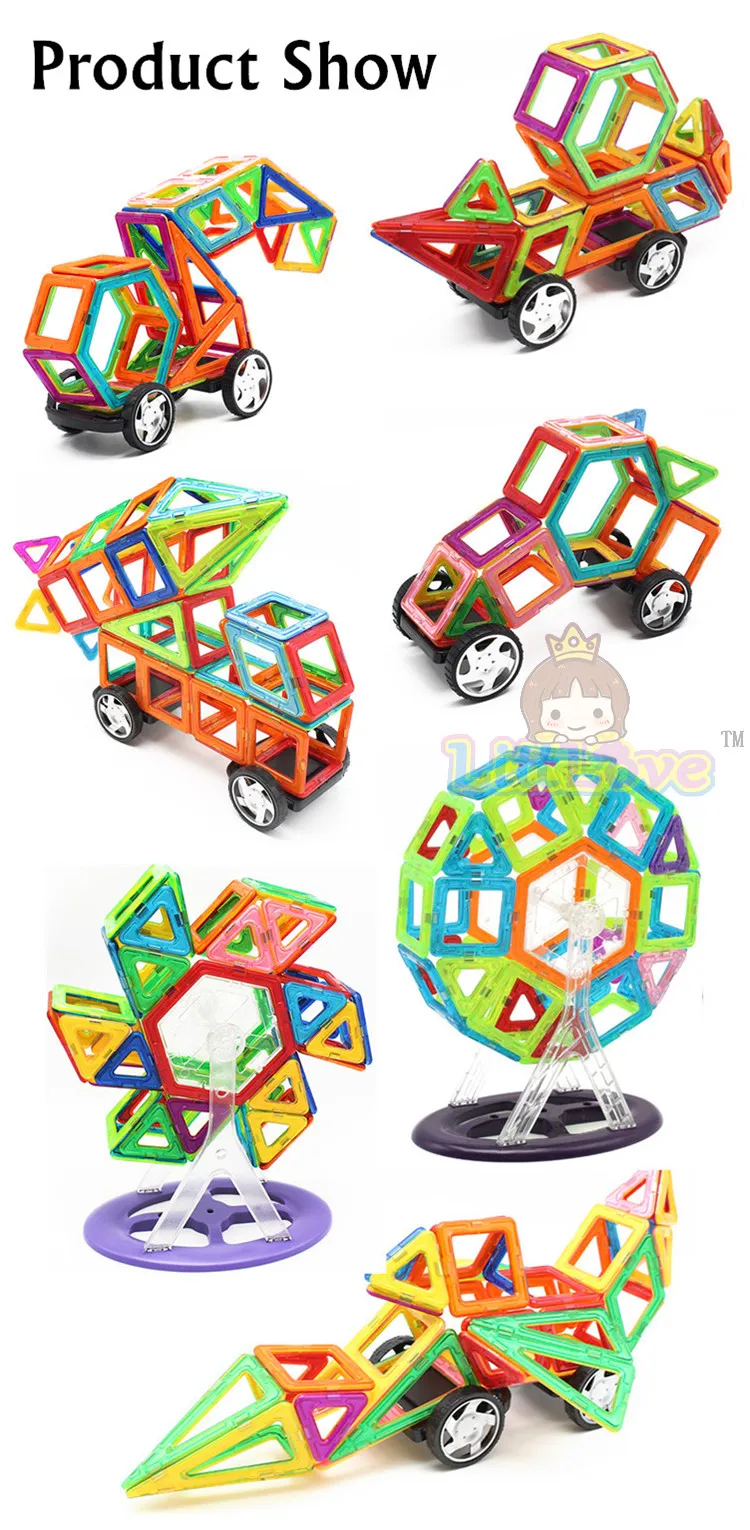 LittLove 107 шт. большой размер магнитные строительные блоки модели игрушки наборы Магнитный конструктор кирпич техника Развивающие игрушки для детей