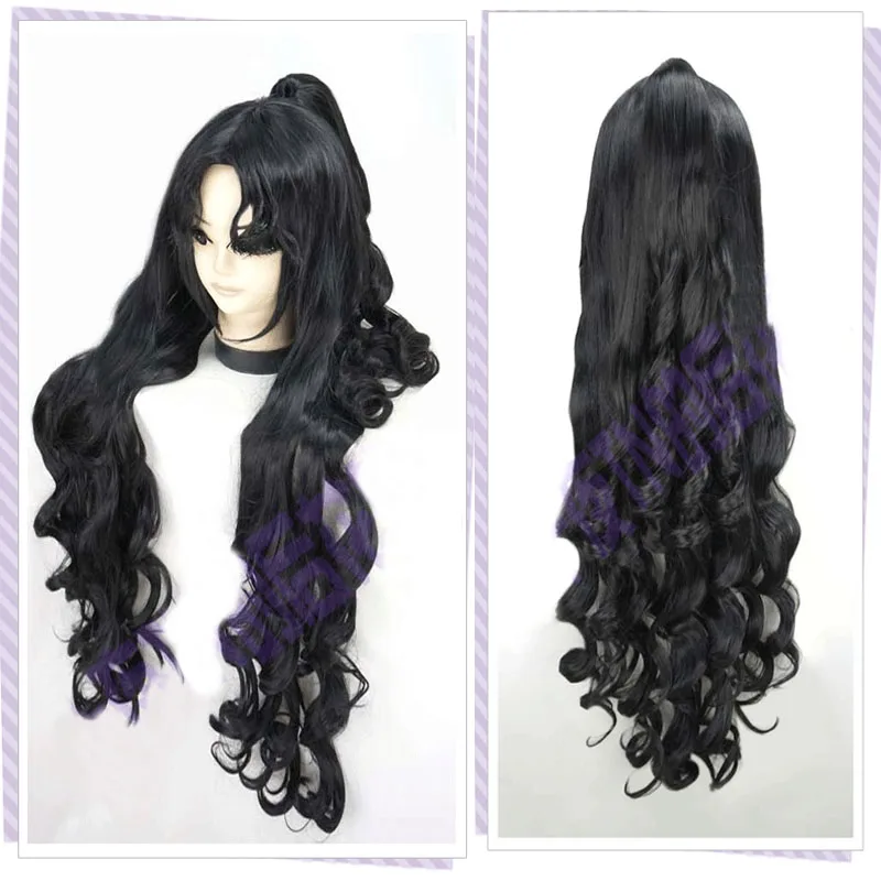  Custom Styled Inuyasha Naraku Sesshomaru Cosplay Costume wig Party Black /1M Silvery Hair +wig cap 