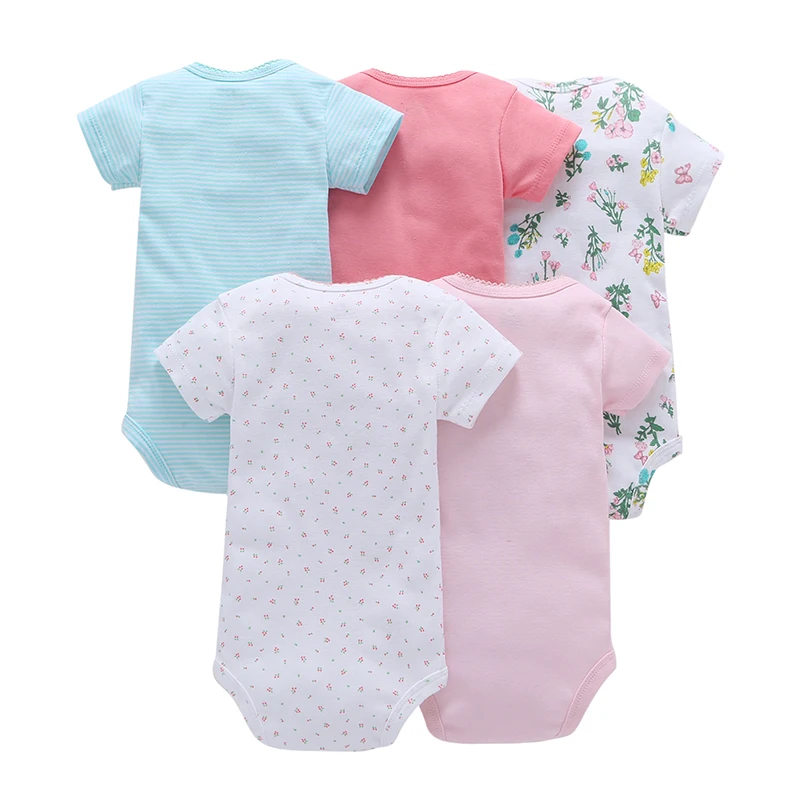 Brand new 100% Cotton Baby girl boy Rompers 2018 Polka Dot Baby Boy’s Newborn five pcs Short Sleeve O-Neck Climbing Clothes