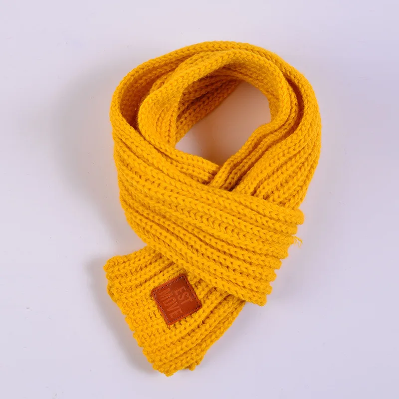 yellow Мода г.; зимние детские шарфы; теплый шарф для маленьких мальчиков и девочек; Однотонный мягкий шарф с воротником; детское растягивающееся кольцо на шею - Цвет: yellow
