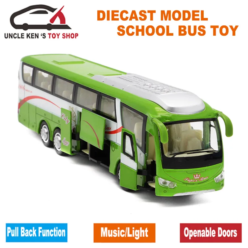  25Cm Length 1 55 Scale Diecast Metal Shuttle Bus Model Boys Gift Alloy Toys With Openable Doors/Mus