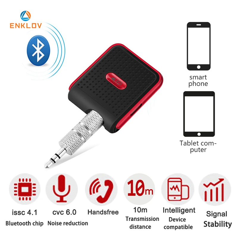 

ENKLOV Bluetooth Aux 3.5mm Jack Bluetooth Car Kit Hands Free Music Audio Receiver Adapter Auto AUX Kit for Speaker Bluetooth