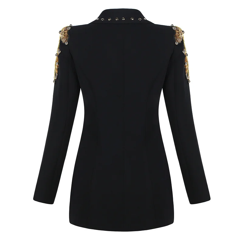 Promo Top Quality Black Fashion Women Beading Coat Celebrity Slim Jacket