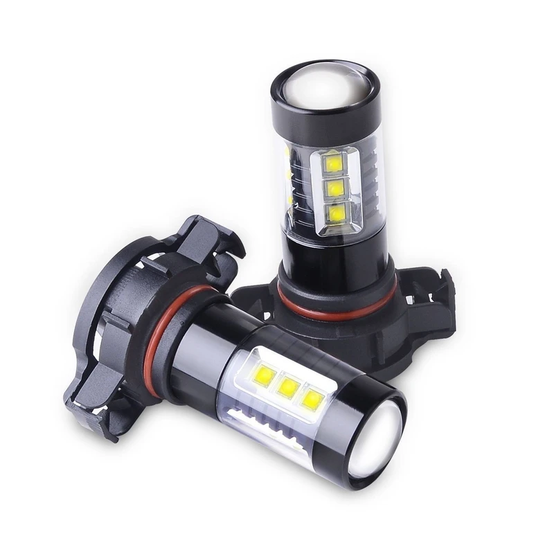 JXLCLYL 2pcs White H16 5250 5201 PSX24W 80W 16LED Car Fog Light DRL Lamp Bulb