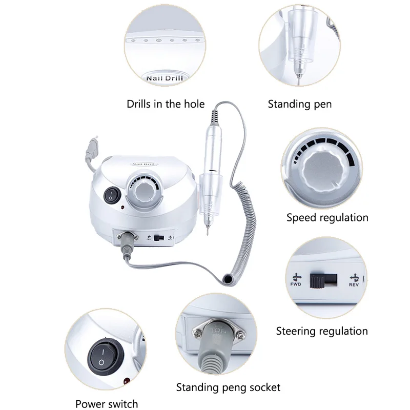 35000 об/мин Электрический сверлильный станок для ногтей, электрический полировщик, набор для маникюра, педикюра, для маникюрных салонов, резьбы, энтузиастов