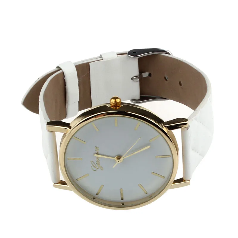 Новые женские часы Checkers искусственная женская одежда часы женские повседневные кожаные Аналоговые кварцевые наручные часы Relogios Feminino zegarek dam - Цвет: Белый