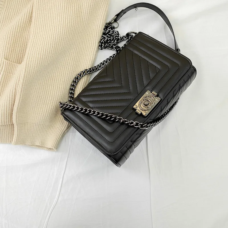 

Razaly brand high quality designer crossbody bags women handbags black tote clutch purse messenger diamond chain pu leather
