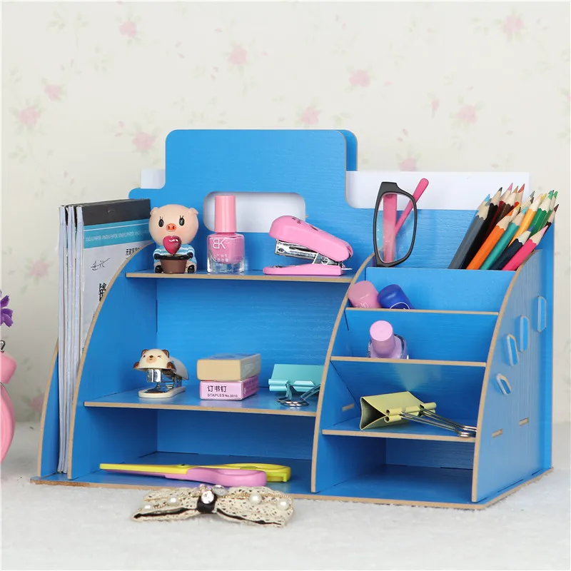 Diy wooden box office storage rack creative storage box desktop file rack data frame office accessories