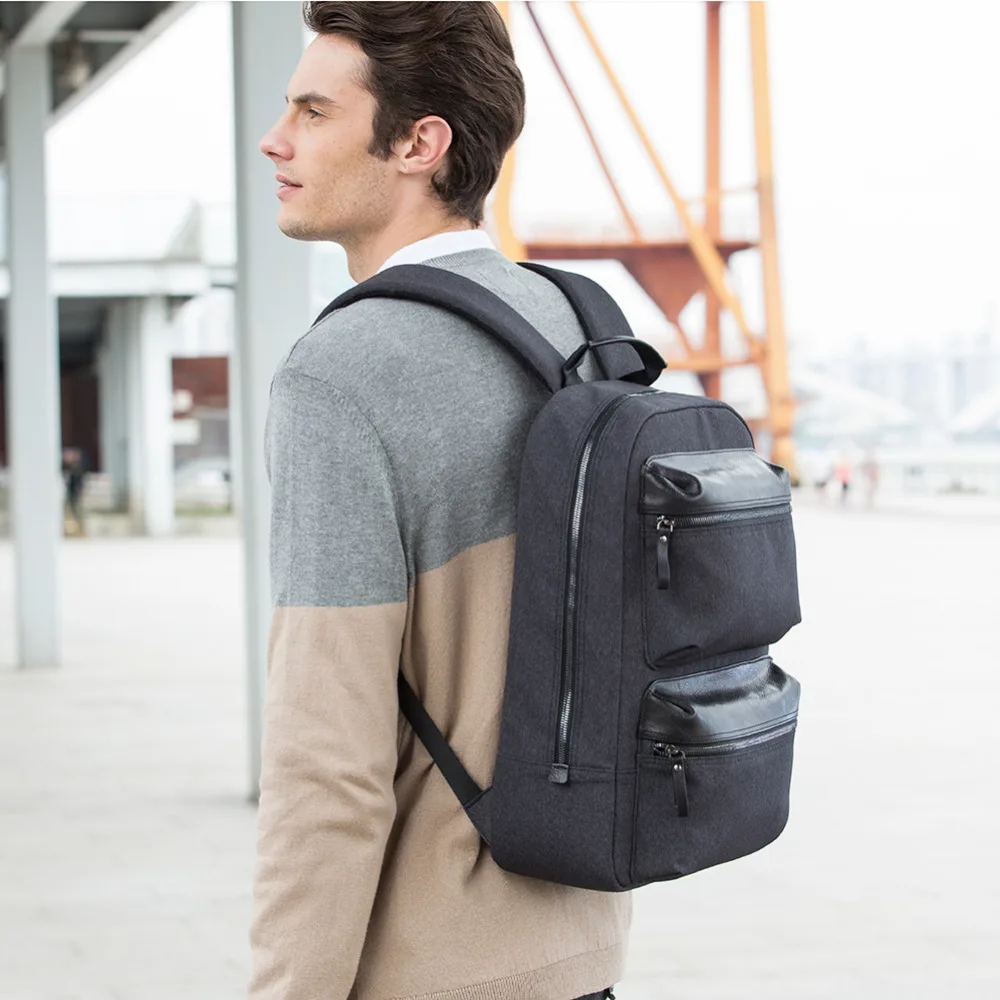  NINETYGO 90FUN Business Multi-purpose Backpack Waterproof Daypack 15 inch Laptop Bag Leather Brim f