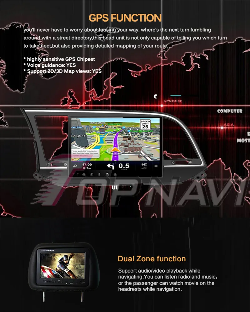 car stereo touch screen For Hyundai Elantra 2016