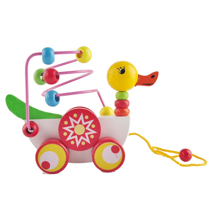

1Pcs Educational Duckling Trailer Toy Around Beads Learning Game Multicolour Children Kids Puzzle Baby Infant Wooden Toys Gifts