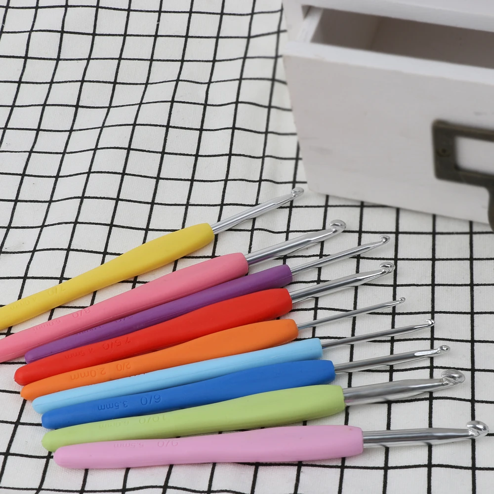 9 шт. разноцветные ручные спицы смешанные металлические крючки для вязания крючком набор ткацкий станок инструменты DIY ремесла