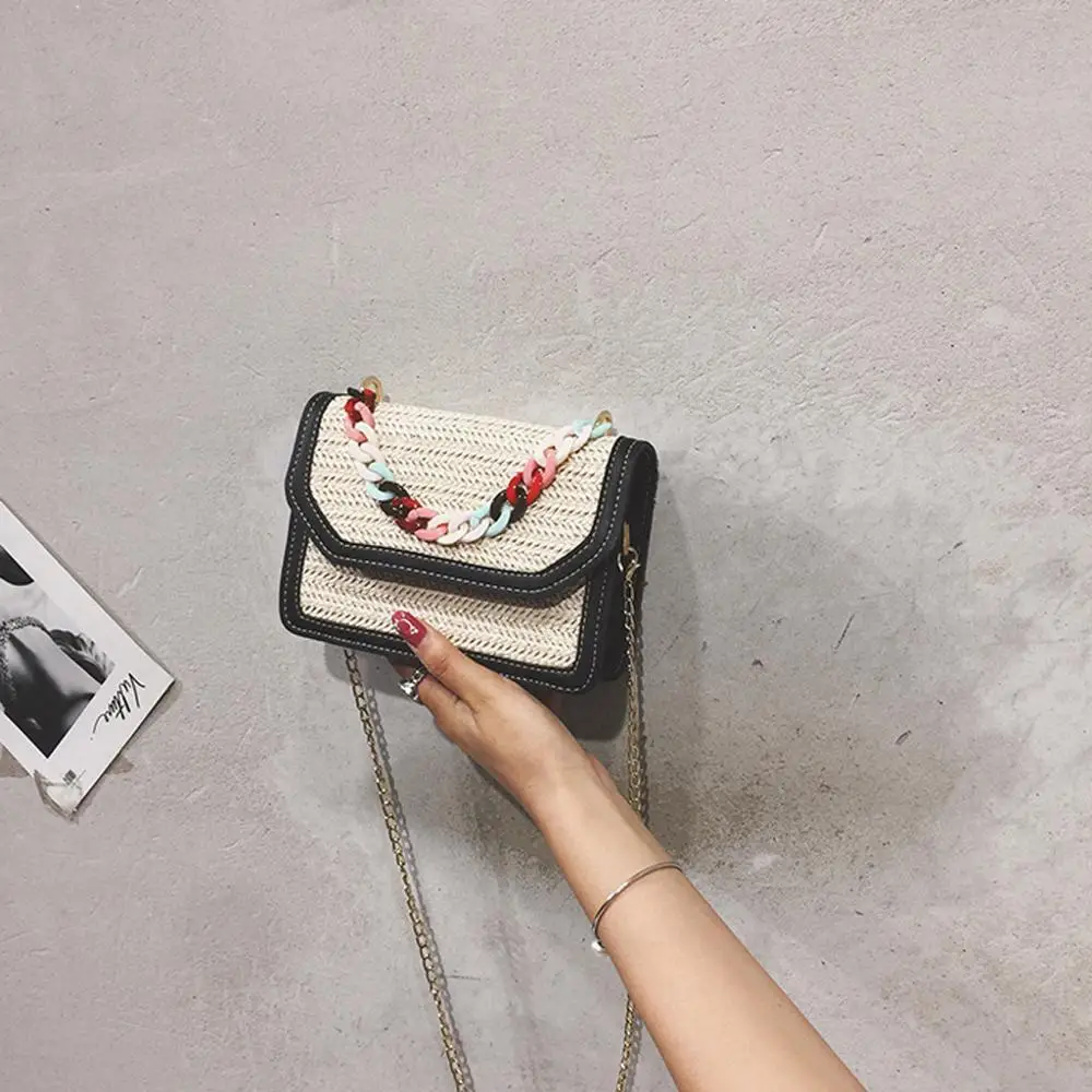 

women bags 2019 summer handbag straw hasp luxury handbags designer ladies chain crossbody bags bolsa feminina 2019 new black
