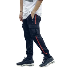 Высокая уличная новая популярная мужская хип-хоп мода брюки хип-хоп главных улиц одежда бегунов спортивные штаны Свободные карманные брюки карго