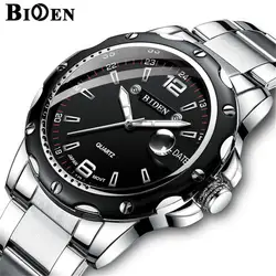 Biden мужские часы новый лучший бренд класса люкс Для мужчин Нержавеющая сталь ремешок Военная наручные часы Водонепроницаемый кварцевые