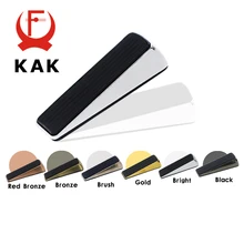 KAK-cale de porte en alliage de Zinc, sans clous, support de porte caché bouchon en caoutchouc, Bronze, or, noir, Chrome brillant, quincaillerie de porte