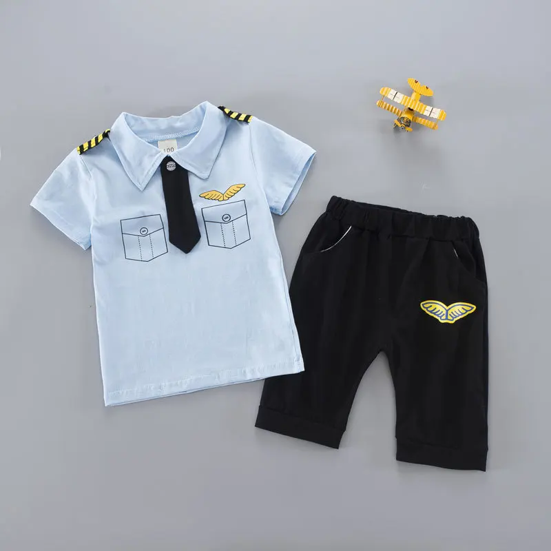 

Summer Baby Boy Clothes Set short-sleeved T-shirt+pants two suit children casual suit