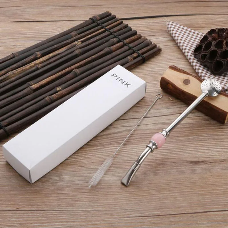 Stainless Steel Straws Yerba Mate Tea Bombilla Gourd