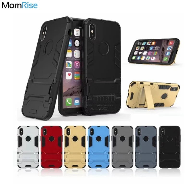 

Dual layer 2 in 1 Tough Hybrid Armor Phone Cover For Iphone X Case With Kickstand PC+TPU For iPhone 10 8 8 Plus Cases Anti-knock