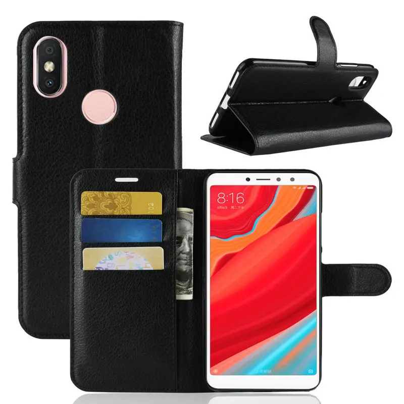 Кожаный чехол бумажник с узором Личи для телефона Xiaomi Redmi S2 Mix 2S 3 Max книжка