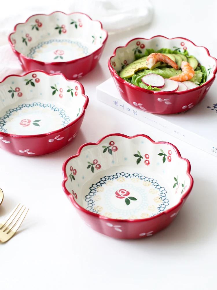 Creative Ceramic Bowl Cherry Bowl Cute Salad Bowl Home Tableware Fruit