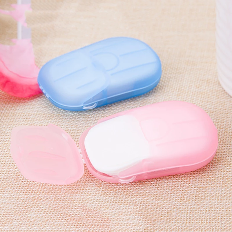 

1box New Disposable Portable Hand Wash Bath Travel Aromatherapy Slices Soap Box Foam Box Pap
