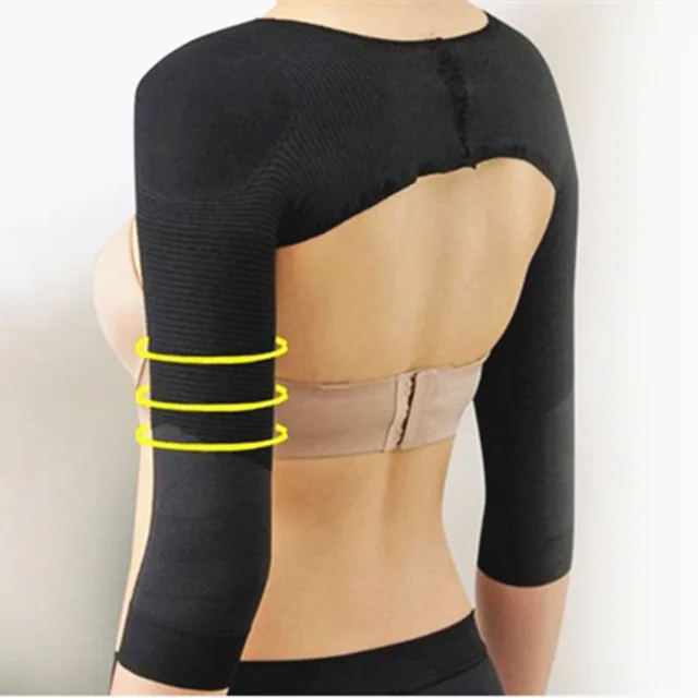 Women Pink Anti Cellulite Slimming Arm Compression Sleeves Wrap Lady Shoulder Slim Shaperin