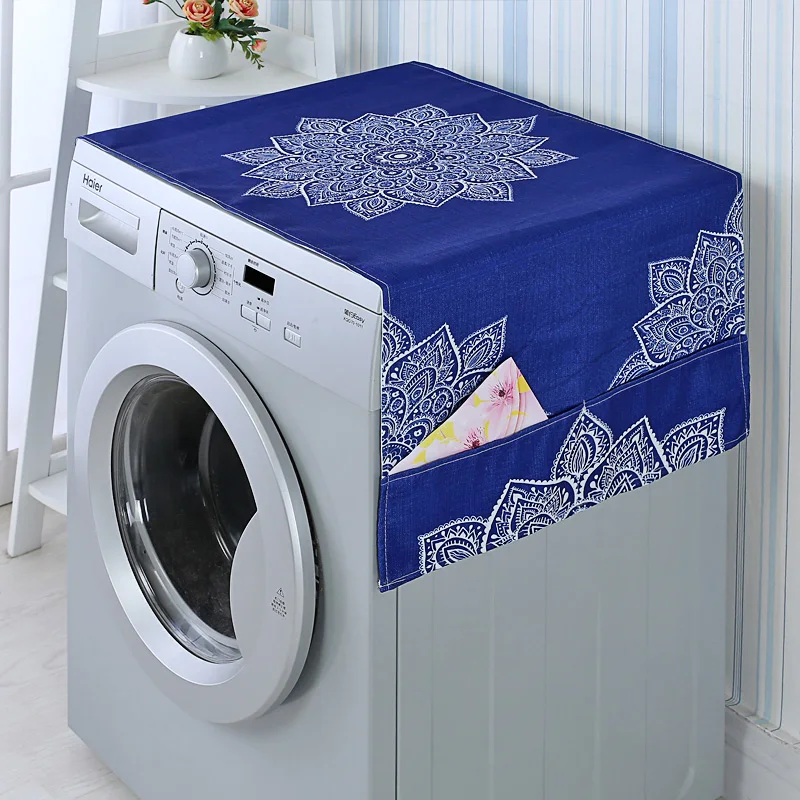 Cartoon Rainbow Horse Washing Machine Cover Refrigerator Cover Microwave Cotton Linen Waterproof Cover - Цвет: 5