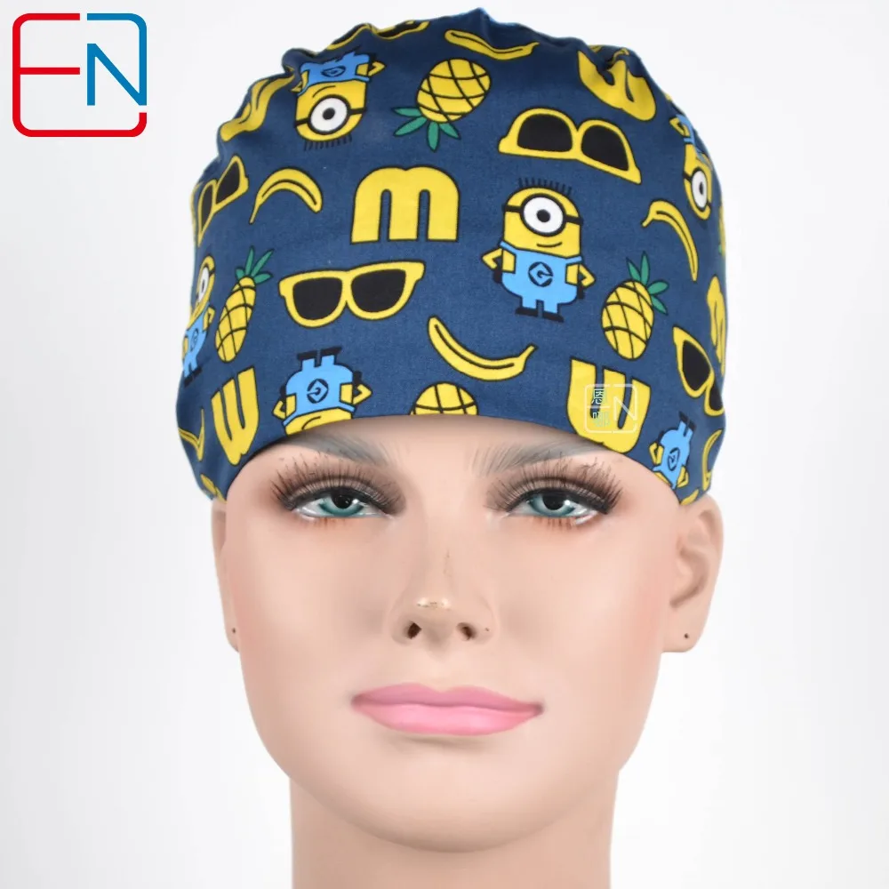 

Factory Sales directly big sales medical scrubs in different patterns ,surgical caps 3 sizes scrub caps Aixin huangren