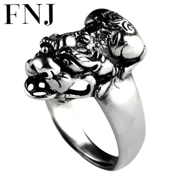 

FNJ 925 Silver Pixiu Ring Animal New Fashion Original S925 Sterling Silver Rings for Men Jewelry Adjustable Size 8-10.5
