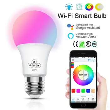 

E27 WiFi Smart Light Bulbs RGB LEDLight Lamp Compatible with Alexa Google Home