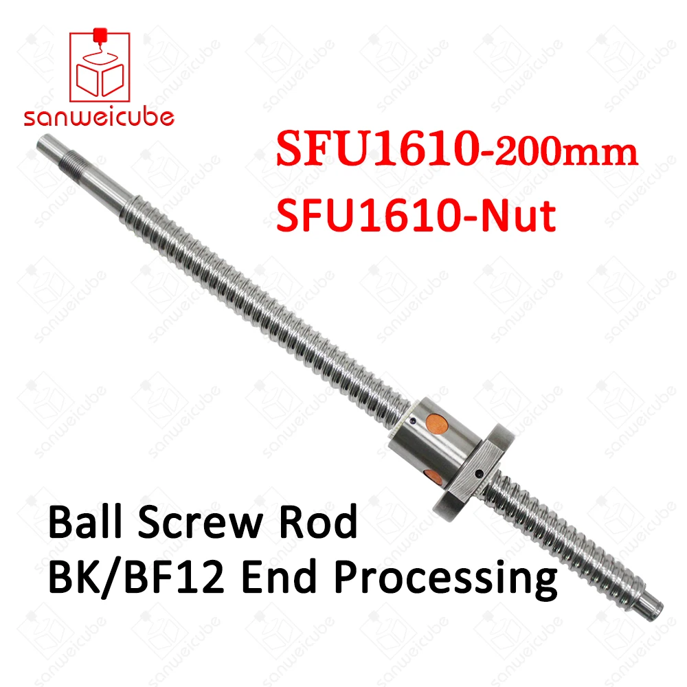 SFU1610 Ball Screw rod 16mm 1610 Rolled C7 ballscrew 200mm with one